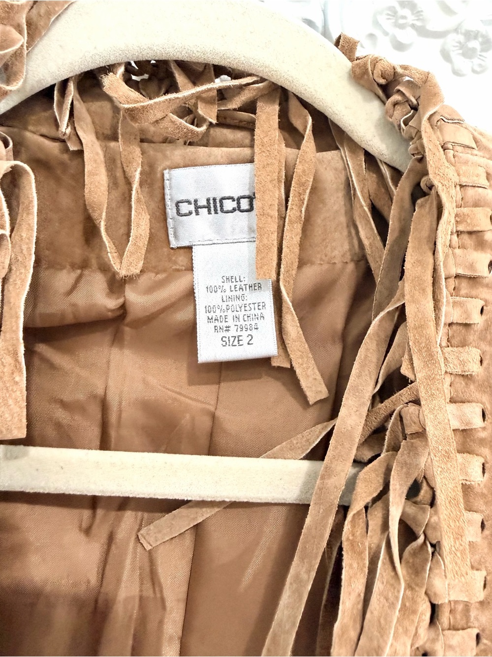 Chico's Camel Brown Suede Leather Fringe Western Jacket - Picture 4 of 6